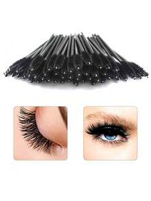 100pcs/Set Disposable Mascara Wands + Lip Brushes Combo, Eyelash Extension Brush, Eyebrow Comb, Multi-Functional - Multicolor - View 3