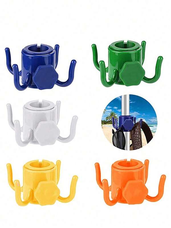 Beach Umbrella Hanging Hook, 4-Prongs Plastic Umbrella Hook Hanging For Towels/Hats/Clothes/Camera/Sunglasses/Bags, Beach Accessories For Beach Camping Trips