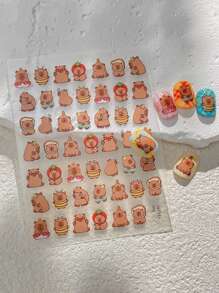 1 conjunto de adesivos de arte para unhas com expressão de desenho animado de capivara fofa, adesivos decorativos multicombinados
