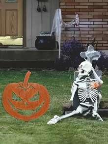 1pc Halloween Pumpkin Silhouette Wooden Garden Stake, Outdoor Pumpkin Party Decor, Suitable For Halloween, Christmas And Easter Decorations, Yard, Lawn, Patio And Haunted House Accents