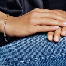 1pc Popular S925 Sterling Silver Star Cubic Zirconium Snake Bone Bracelet For Jewelry DIY, Fashionable Jewelry Gift