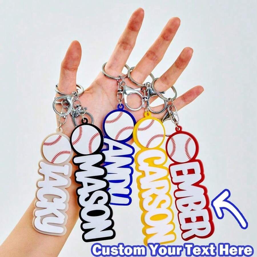 定制棒球亚克力包挂饰 - 时尚运动背包、包包配件，适用于包包、钥匙扣、行李牌，是送给情侣、朋友和宠物的理想礼物，也是生日礼物、儿童惊喜礼物、返校季完美配饰，精致浪漫，包包及行李箱包，定制包包配件，新年魅力