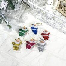 Red Flocked Santa Claus With Gold Glitter - Mini Christmas Tree Ornament Hanging Decor For Xmas - Multicolor - View 3