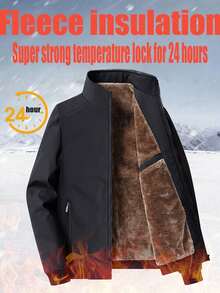 男士 2025 秋冬 夏尔巴 内衬 夹克，保暖 内衬 保暖 运动夹克 - 黑色 - 查看 3