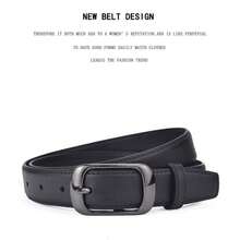 1 条女士合金小方扣 PU 皮带，简约时尚，适合牛仔裤、长裤、外套、连衣裙秋季、万圣节