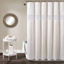LUSH DECOR Dana Lace Shower Curtain White 72X72 Halloween-Fall Decor-Room Decor - 白色 - 查看 1
