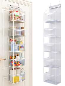 1 buc - Geantă de depozitare agățată pentru etajul 4/6, geantă de depozitare montată pe perete în spatele ușii, utilizată pentru a depozita gustări și diverse - genți de depozitare care economisesc spațiu pentru cosmetice, jucării și alte articole - montată pe perete, ceea ce este convenabil pentru cutii de depozitare în dormitoare, băi, birouri și dulapuri.