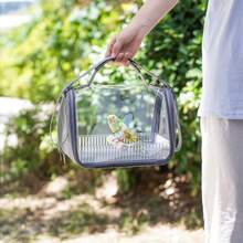 Panoramic Wide-View Pet Transparent Carrier Bag With Handle And Shoulder Strap, Convenient Carry, Mesh Breathable Design, Spacious Interior For Easy Travel