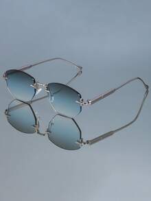 Kính thời trang nam nữ hình thoi không gọng kim loại cổ điển hiện đại, phong cách retro, độc đáo, tiệc tùng, đường phố, sàn diễn catwalk, punk, hoang dã - Nhiều màu - Xem 3