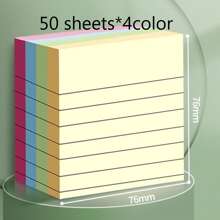 6pcs/2pcs Fluorescent Colored Sticky Notes, 50 Sheets/Pad, Student Memo Pad For School/Office, 300 Sheets Back To School