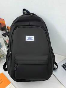 15.6英寸防水尼龙笔记本电脑背包，适合男士，旅行包，书包 - 黑色 - 查看 6