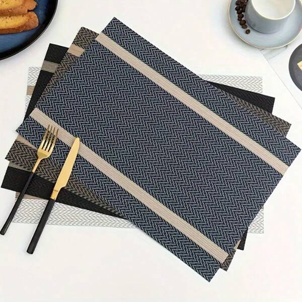 1 pieza/4 piezas/6 piezas/200 piezas Manteles individuales cuadrados con borlas y flechas dobles de PVC impermeables para el hogar, la cocina, el restaurante, la decoración del hotel, lavables