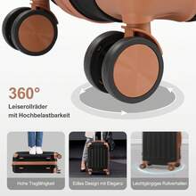SUNROAD A Stylish Set Of ABS Suitcases With Vertical Stripes, Four-In-One Design With Handles And Universal Wheels. Available In 20in, 24in, 28in Sizes And 12in Carrying Case, Featuring ABS Aluminum Golden Pull Rods In A Fashionable Rose Gold Color Scheme - 黑棕色 - 查看 3