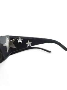 1 pieza Gafas de moda Y2K con forma de estrella sin aros para uso diario Y3KFest MusicFast para vacaciones de playa de verano, al aire libre, viajes, estilo Y4K, marco envolvente extragrande para festivales de música, preparación para volver a la escuela