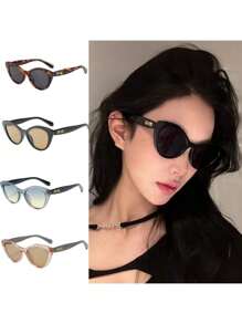 1 pieza de nuevo marco de gafas de material de policarbonato con diseño de ojo de gato, lentes degradados, montura pequeña, de estilo retro para mujer para uso al aire libre