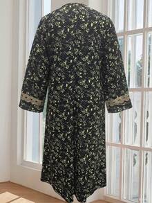 Women's Plus Size Middle Eastern Robe Muslim New Robe Lace Patchwork Loose Dress Dress