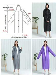 Impermeable de 1pz 3pz 5pz, Impermeable portátil, Poncho de lluvia reutilizable, Impermeable de emergencia, Elegante impermeable de EVA engrosado para adultos, Poncho impermeable de viaje abierto, Impermeable de alta calidad con capucha y cordón - Multicolor - Ver 4