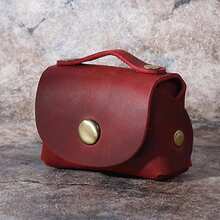 Vintage Leather Mini Coin Purse Key Bag Snap Small Change Wallet For Men Women - Đỏ - Xem 1