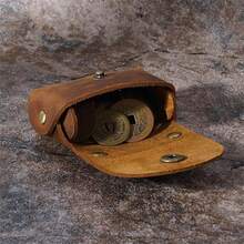 Vintage Leather Mini Coin Purse Key Bag Snap Small Change Wallet For Men Women - Đỏ - Xem 8