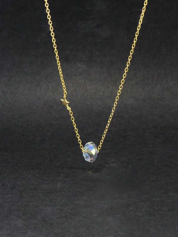 1 pièce Collier pendentif en cristal à la mode, design sphérique en argent sterling 925, polyvalent pour les femmes, convient pour un port quotidien, cadeau pour les amis, les amoureux, la fête des mères, l'anniversaire