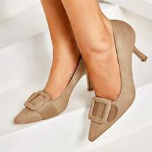 Women's Pointed-Toe Stilettos, Elegant High Heels, Shoes For Weddings And Formal Occasions, Women's Dress Shoes Khaki High Heels - 卡其色 - 查看 3
