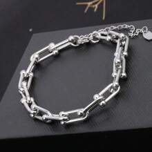 1pc 18K Gold Stainless Steel U-Shaped Horseshoe Ring Accessories For Women, Hip-Hop Style, Suitable For Daily Wear, Gift For Girlfriend, Friend