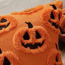 1/2 Fundas de almohada con diseño de cabeza de calabaza de Halloween, funda de cojín con cara de calabaza aterradora de un solo lado, decoración de moda para dormitorio, sofá y sala de estar, sin relleno de almohada
