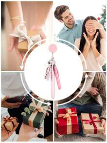 1件马卡龙色护士医生兽医伸缩笔套装，医用伸缩卷轴易拉扣ID扣徽章夹带剪刀便携式防丢笔套装工具钥匙扣包挂件男孩女孩朋友活动纪念品。万圣节配饰教师节圣诞节礼物创意包包挂饰汽车姐妹 - 彩色 - 查看 10