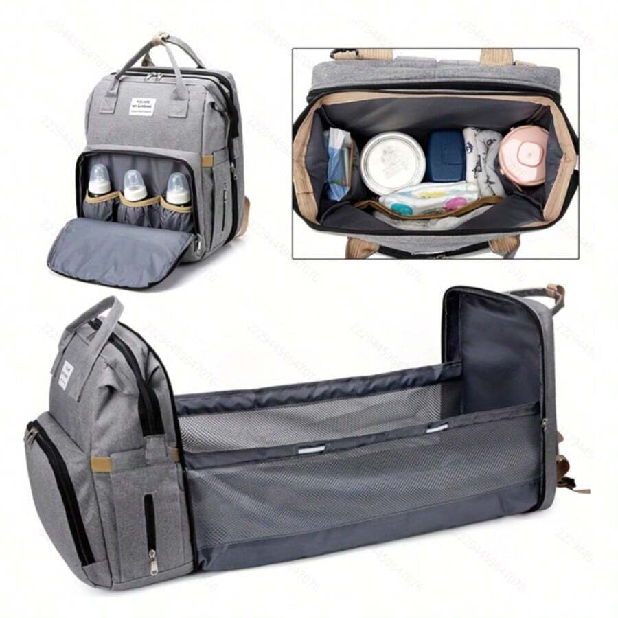 Boy Diaper Bag Backpack: Baby Toddler Bags With Changing Station For Women Men Girls Mom Dad Large Travel Backpack - Xám - Xem 1