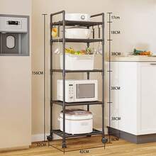 1pc Movable Utility Cart With Wheels, Multi-Tier Storage Rack For Home Use, Versatile Floor Standing Organizer For Bathroom, Kitchen, Bedroom, Living Room - Multicolor - View 10
