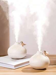 1 pieza Humidificador de aire pequeño y portátil multifunción con luz nocturna, ajuste de 3 colores de luz, 300ml, difusor de escritorio USB con luz LED nocturna, diseño romántico, regalo pequeño - Blanco - Ver 12