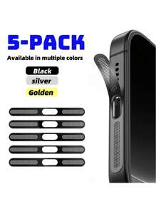 5 件黑色金属手机扬声器网状防尘罩，适用于 12/13/14/15/16 系列，防尘，扬声器油膜，充电端口防尘保护膜黑色 5 个装 - 黑色 - 查看 1