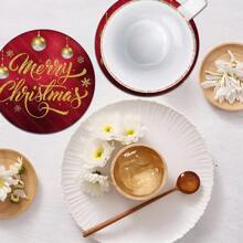 2 buc/4 buc/6 buc covorașe din silicon imprimate cu model de globuri de Crăciun, decor de Crăciun, potrivite pentru masă, cafenea, decorațiuni pentru toate anotimpurile, covorașe lavabile, decor pentru cameră, suporturi pentru pahare, covorașe de scurgere, covorașe pentru masă de bucătărie, decor pentru petreceri de interior și exterior, decor pentru casă, cadou ideal