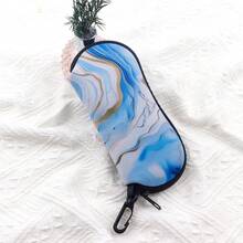 1pc Wave Art Painting Marble Eyewear Cases Cover Sunglasses Case Starry Sky Sun Moon Face Glasses Box With Zipper Portable Eyeglass Cases - Multicolor - View 3