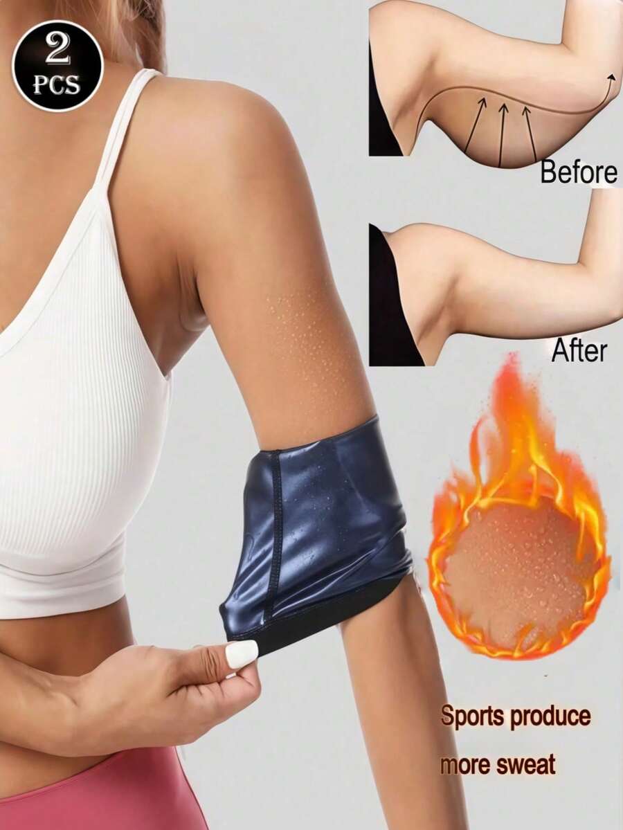 1 Pair Women Arm Sleeves, Arm Elastic Slim Upper Arm Compression Shapers,Elastic Design Sports Sweaty ,For Women Girls Weight Loss - Blue - View 1