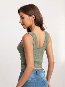 Stylish Ribbed Tank Top For Women - Sleeveless Crew Neck, Stretchy & Comfortable Solid Color Shirt For Casual Attire, Summer Tank Tops - Green - View 2