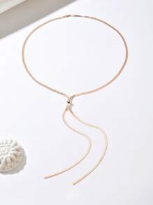 1 件时尚串珠流苏可调节长项链，适合女士毛衣链