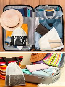 1pc Polyester Satin Dustproof Drawstring Bag For Jewelry,Silk Dustproof Drawstring Travel Storage Pouch,Portable Clothing Shoes Drawstring Bundle Pockets, High Capacity Dust Bags For Handbags,Self-Sealed Drawstring Storage Bag, Travel Supplies, Storage And Organization