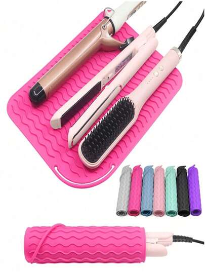 5pcs Heat Resistant Silicone Pad Set, Portable Travel Mat Covers, Suitable For Salon, Beauty Parlor, Travel Essentials, Beach Vacation, Bathroom, Bedroom And More, Large Capacity