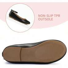 SUNCOM Girls Dressy Ballet Flats With Ankle Strap – Lightweight Non-Slip Mary Jane Shoes For Party, Dance & Formal Wear, Toddler/Little Kid/Big Kid - 黑浦 - 查看 4