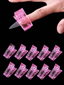 10个塑料指甲夹，水晶胶固定夹，指甲模具，美甲工具，指甲板，延长胶，塑形夹