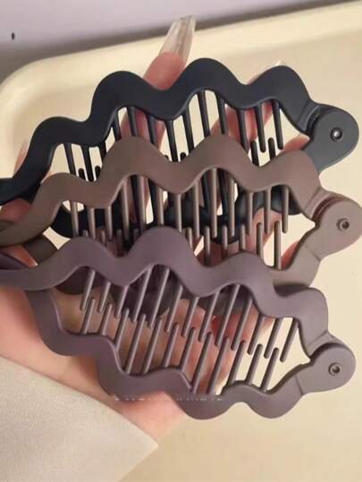 مجموعة من 2 قطعة من مشابك الشعر ذات الذيل السمكي بلون أحادي ماتي، مشابك أنيقة عمودية للذيل الحصان، مشابك ذيل الحصان بلون أحادي من البولي بروبيلين للاستخدام اليومي، لا تضر بالشعر، مشابك مخلب، مشابك شعر، مشابك شعر