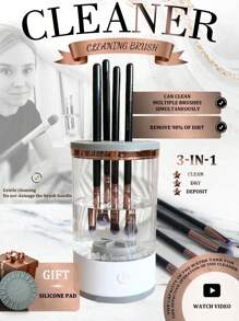 1 件电动化妆刷清洁器，3 合 1 USB 供电自动化妆刷清洁和干燥架，高效电动化妆刷清洁器，自动化妆刷清洁器，可一次清洁 3-4 个化妆刷，10500 RPM 速度确保彻底清洁，包括硅胶垫，适用于清洁不同尺寸和形状的化妆刷（请根据产品描述准确使用产品！） - 彩色 - 查看 12