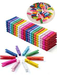 20件/30件40件彩色木夹DIY装饰照片夹木制照片夹衣服夹小号彩色木制装饰封口夹，衣夹