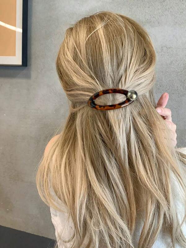 1pc French Style Textured Hair Clip, Half Bun Hair Accessory With Faux Pearl & Geometric Shell Shape, Elegant Hair Clip Suitable For Daily, Holiday Wear, Gift, Claw Clips, Hair Claws, Clips For Hair, Hair Slide, Hair Barrettes, Bobby Pins