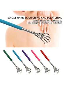 6/3/2/1pc Extendable Back Scratcher Portable Telescoping Metal Stainless Steel Back Scratchers Hand Massager - Multicolor - View 7