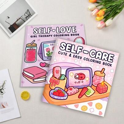 "SELF CARE""Self Love "Adult Relaxation And Decompression Coloring Book, Exquisite Daily Life Moments, Gift Boxes, Afternoon Tea, Cosmetics And Other Pictures, Containing More Exquisite Illustrations, It Is Recommended To Use With Painting Pads, Children's Birthdays, Best Friends, Party Gift Coloring Book