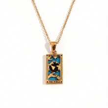 Retro Tarot Queen Lover Magician Moon Necklace Matte Drip Oil Free Stainless Steel Jewelry Gold Plated Decoration - 金的 - 查看 1