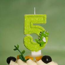 0-9恐龙主题数字生日蜡烛，恐龙主题派对用品，适用于蛋糕装饰，周年庆典和派对氛围提升，桌面装饰，氛围布置 - 彩色 - 查看 9