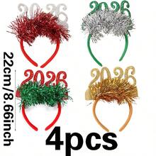 4 Stück 2026 Weihnachts-Haarreif Dekorationen, kreative Kopfbedeckung für Weihnachtsparty, Silvesterparty, Fotorequisiten, Weihnachtsdekorationen - Verschiedenfarbig - Übersicht 5